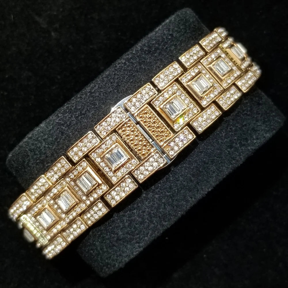 Full Iced Out Watch For Men Luxury Gold Hip Hop Diamond Quartz Mens Watches Waterproof Day Date Clock Best Selling Product 2023