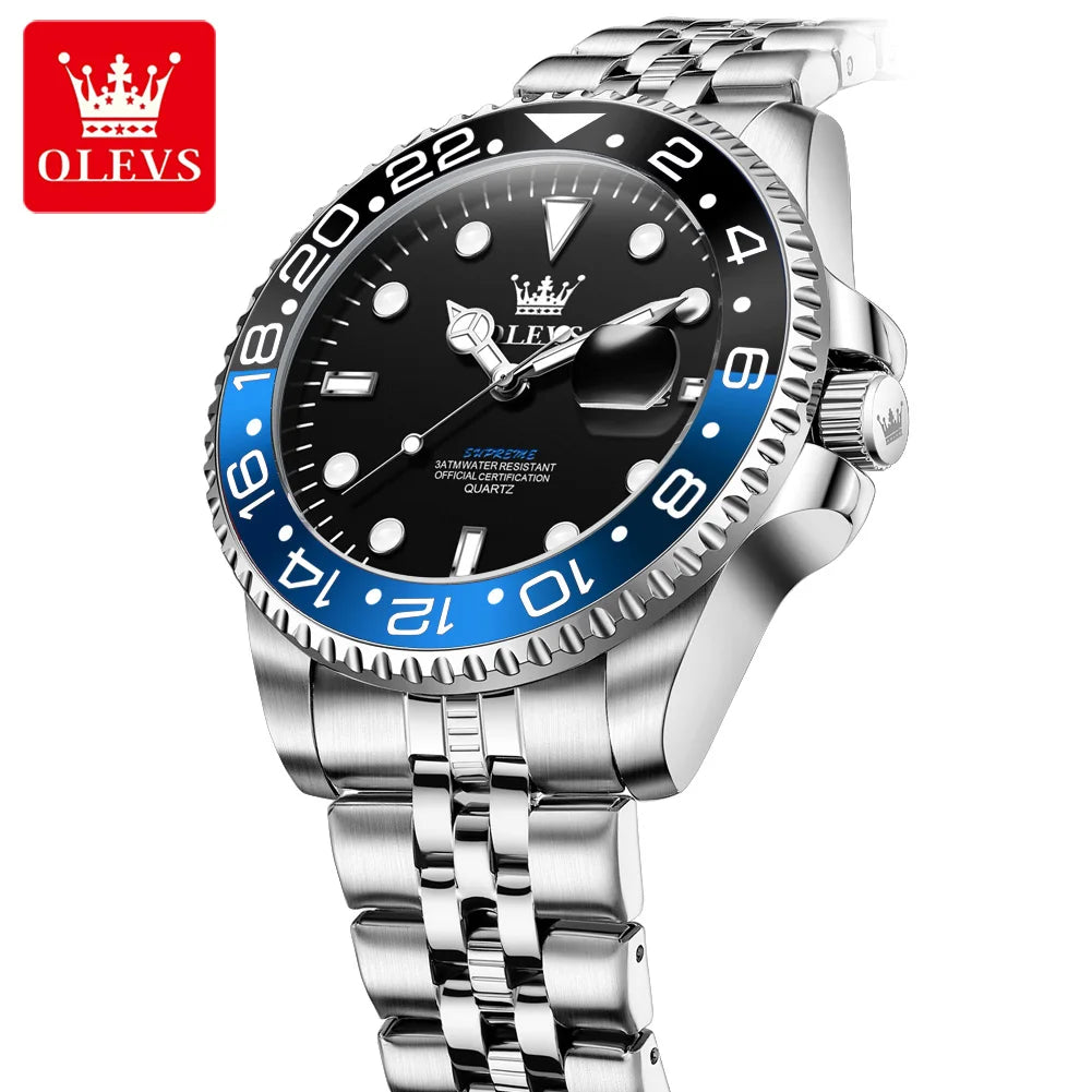 OLEVS Luxury Top Brand Original Quartz Mens Watches Stainless Steel Waterproof Luminous Auto Date Hand Clock for Man Trendy 5657
