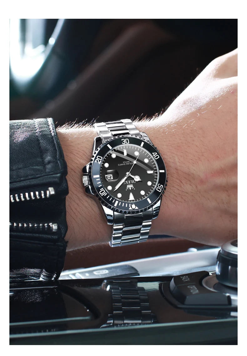 OLEVS 5885 Luxury Waterproof Sport Quartz Watch for Men Stainless Steel Calendar Luminous Mens Wristwatches Relogio Masculino