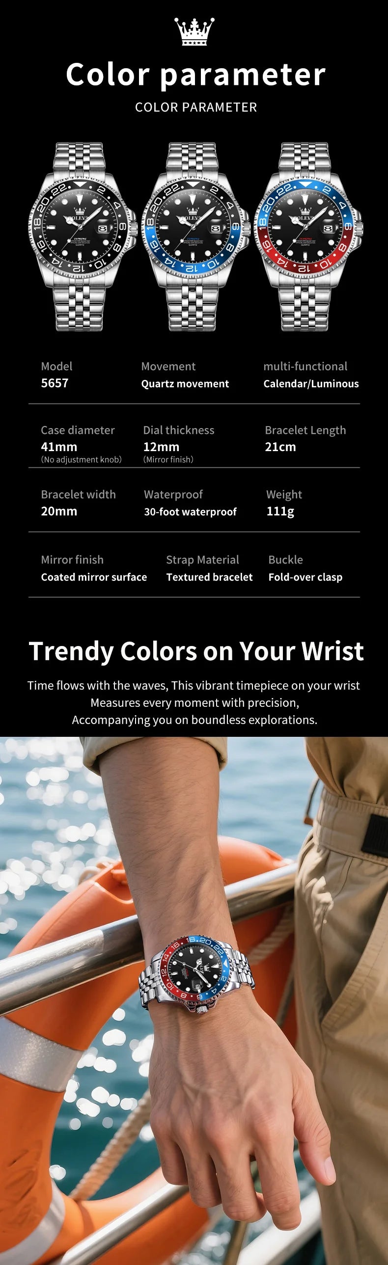 OLEVS Luxury Top Brand Original Quartz Mens Watches Stainless Steel Waterproof Luminous Auto Date Hand Clock for Man Trendy 5657