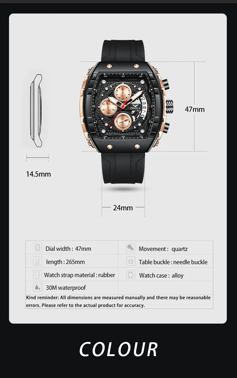 ONOLA Original Top Brand Men Watch Digital Quartz Watch Men Luminous Waterproof Date Watch Men's Sports Watch Reloj