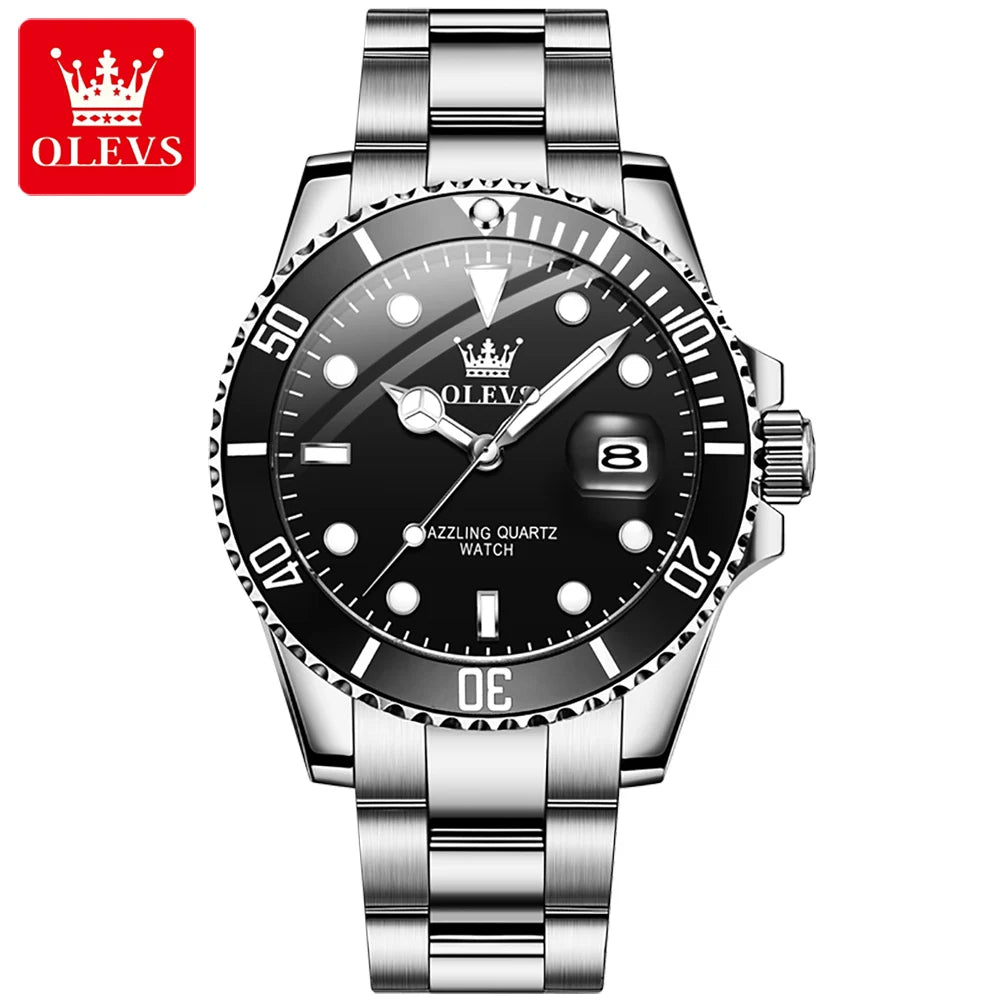 OLEVS 5885 Luxury Waterproof Sport Quartz Watch for Men Stainless Steel Calendar Luminous Mens Wristwatches Relogio Masculino