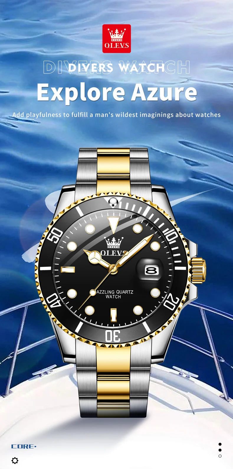 OLEVS 5885 Luxury Waterproof Sport Quartz Watch for Men Stainless Steel Calendar Luminous Mens Wristwatches Relogio Masculino