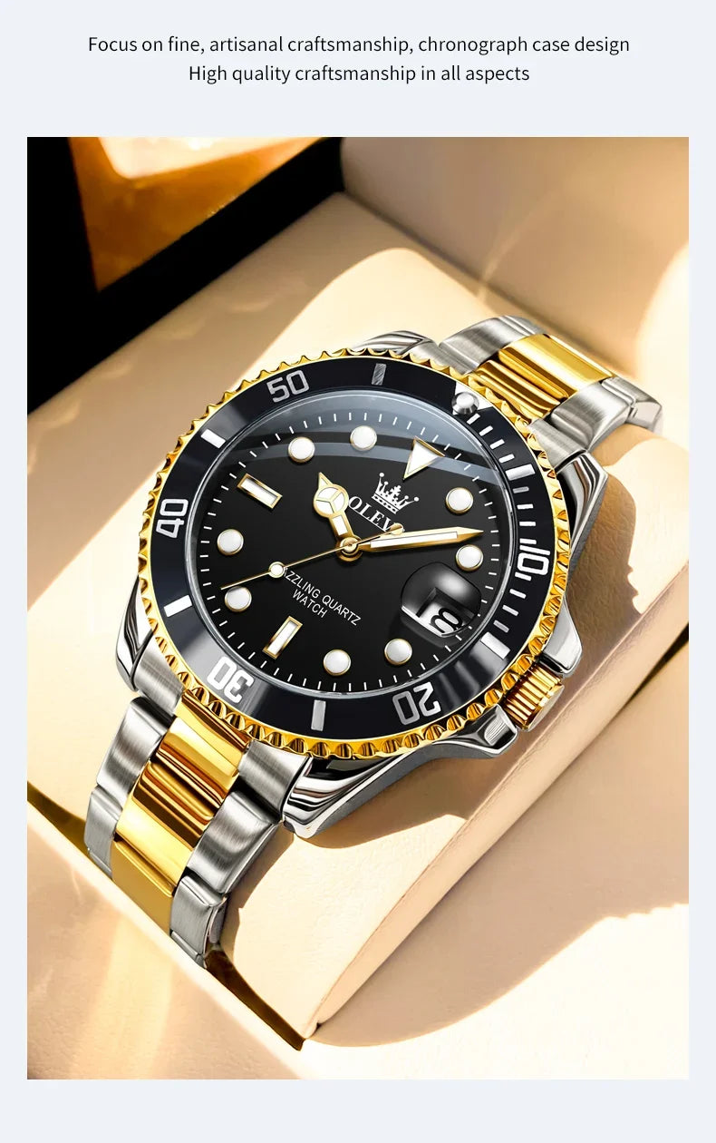 OLEVS 5885 Luxury Waterproof Sport Quartz Watch for Men Stainless Steel Calendar Luminous Mens Wristwatches Relogio Masculino