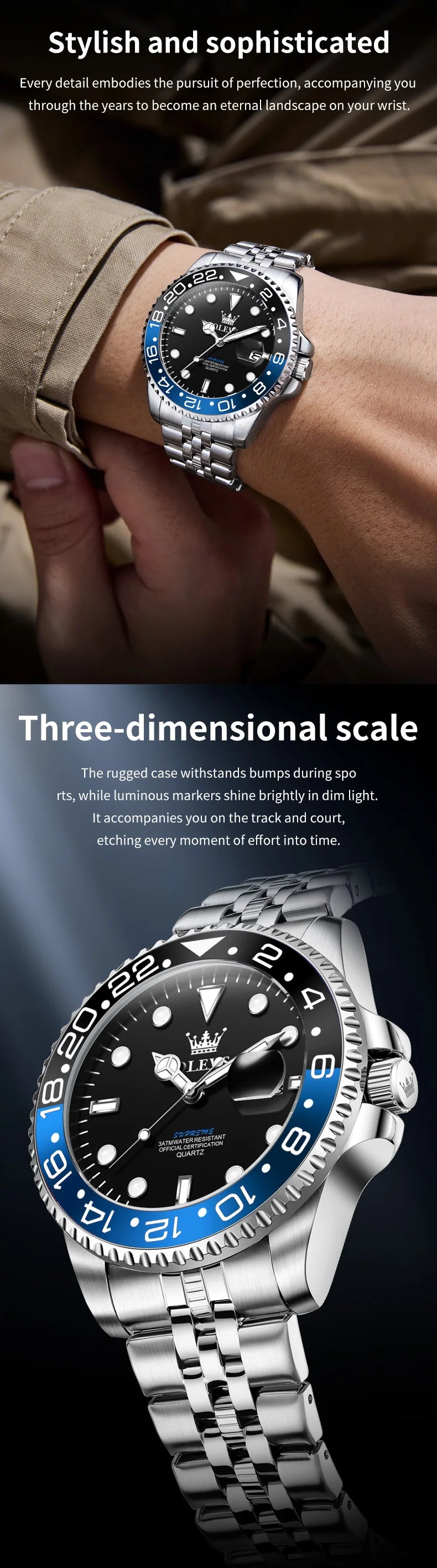 OLEVS Luxury Top Brand Original Quartz Mens Watches Stainless Steel Waterproof Luminous Auto Date Hand Clock for Man Trendy 5657