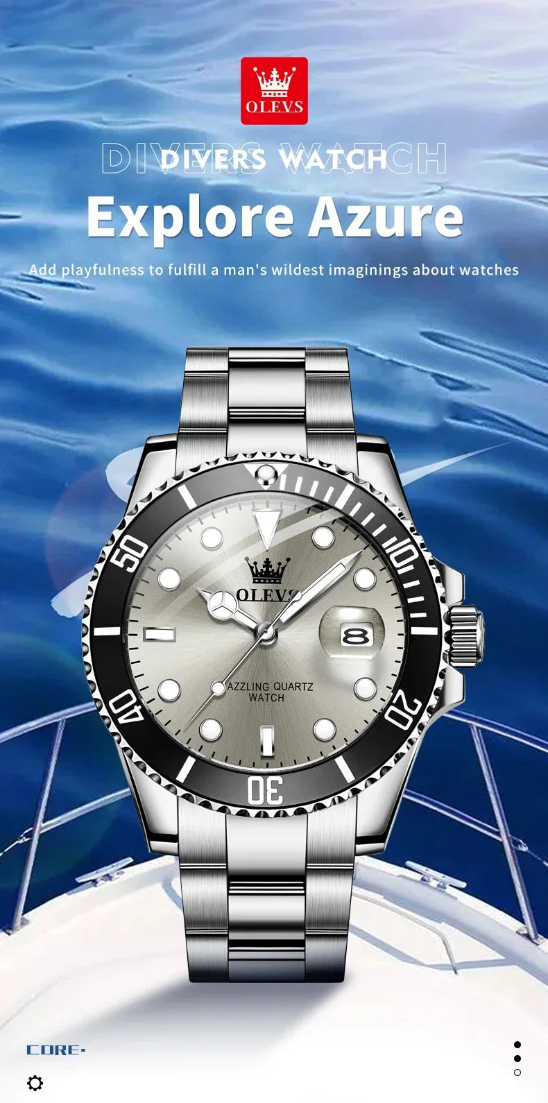 OLEVS 5885 Luxury Waterproof Sport Quartz Watch for Men Stainless Steel Calendar Luminous Mens Wristwatches Relogio Masculino