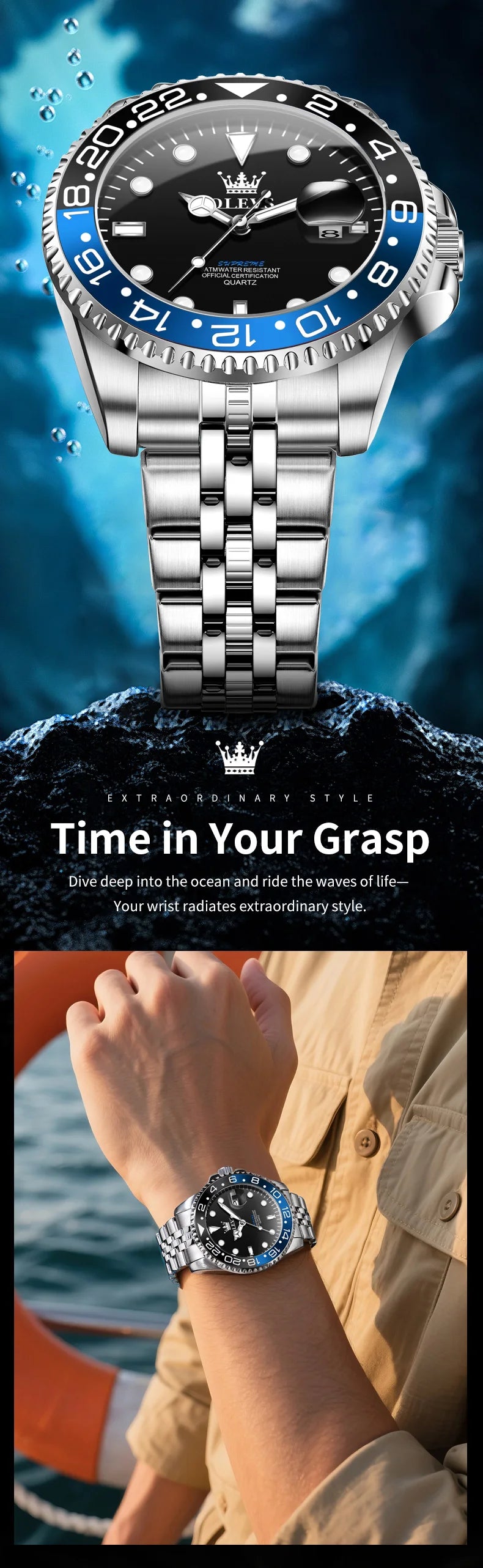 OLEVS Luxury Top Brand Original Quartz Mens Watches Stainless Steel Waterproof Luminous Auto Date Hand Clock for Man Trendy 5657